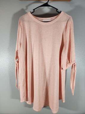 Reborn J. The Plus Women's Shirt Top Blouse Short Sleeved Salmon 3XL